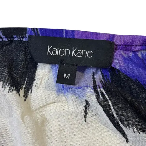 Karen Kane Women's Purple Floral Print Long Sleeve Tie Neck Blouse Size M