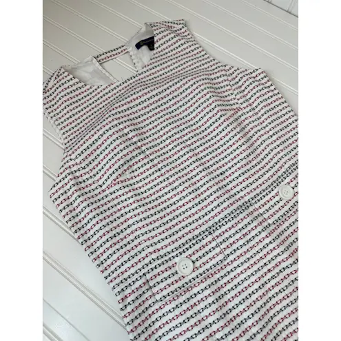 Brooks Brothers Brook Brothers Jacquard Cut-Out Shift Office Dress Corpcore Red White Blue Sz 8