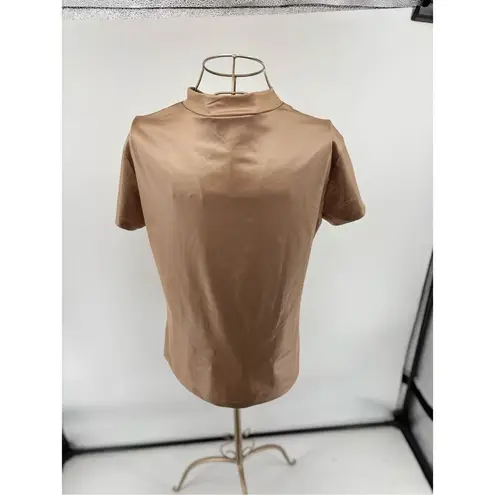 Olivia Jordan Woman's Short Sleeve Stretch T Shirt Nude Size Large Tan