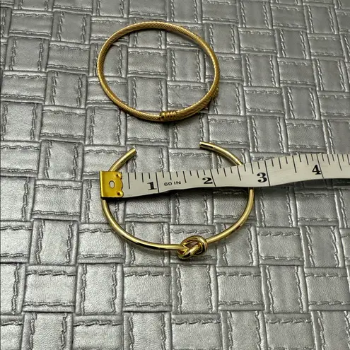 Gold Knot Cuff & Twisted Cable Cuff Bracelet Set