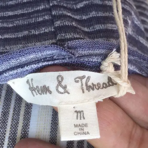Hem & Thread NWT Womens Medium Striped sleeveless blue tank Top