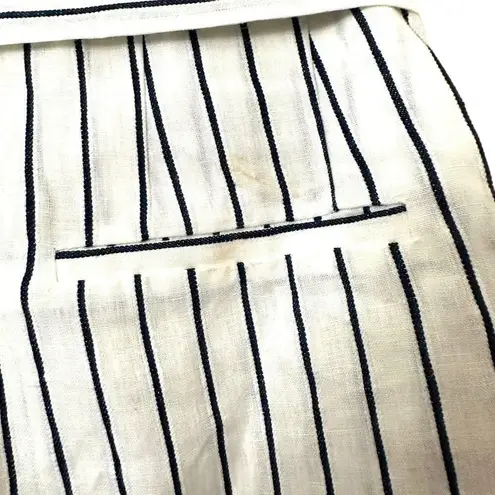 Saylor Linen Striped High Waist Shorts with Belt Sz M