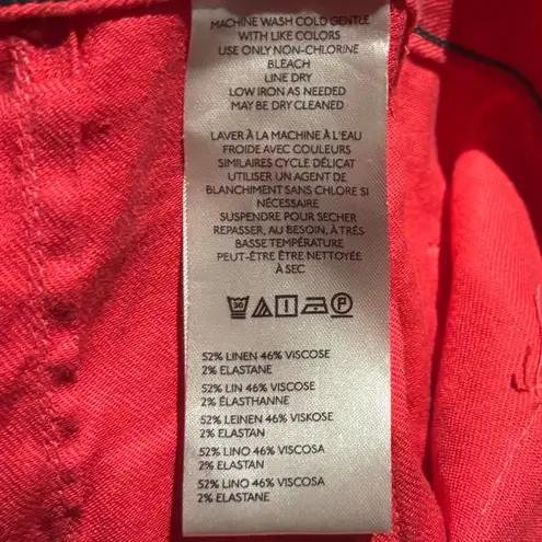 Maeve Anthropologie The Colette Linen Blend Wide-Leg Crop Size 27 Tall Geranium