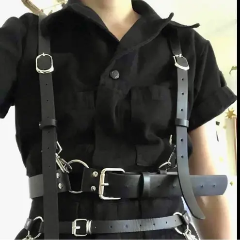Black Harness Underbust Suspender O Ring Belt New