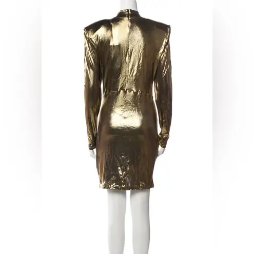 Rotate Birger Christensen NWT Minnie Metallic Gold Lame Mini Dress Ruched Liquid