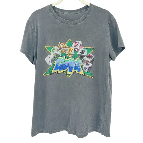 Zadig & Voltaire Womens Streetwear Punk Zoe Core Love Strass Graphic T-Shirt S