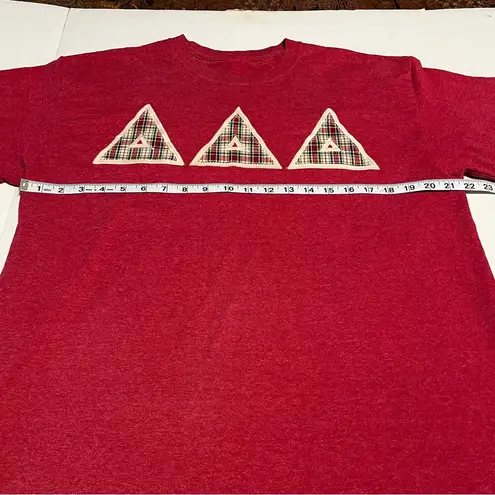 Delta Delta Delta Sorority Womens Large Red Plaid Short Sleeve Shirt Greek *FLAW