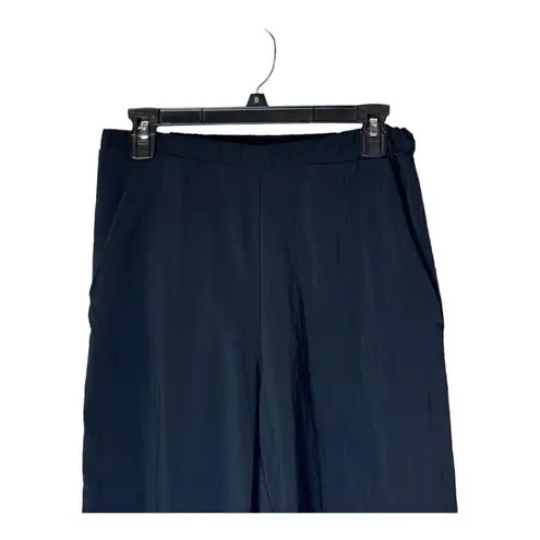 Maje Pants Women Small Black Lightweight Elastic Waist Wide Leg Cropped Trouser