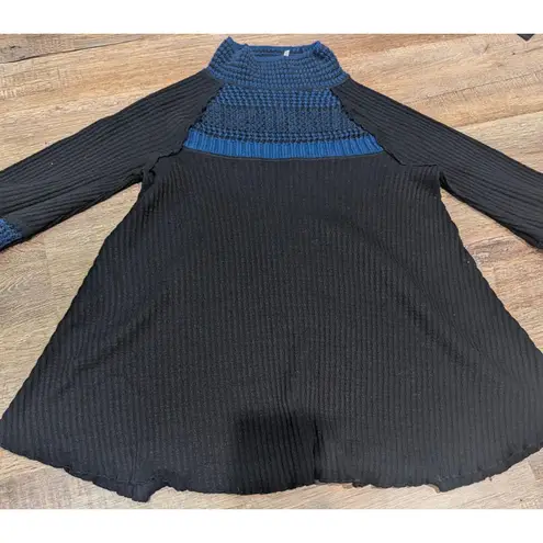 Free People Women's Knit Tunic Dress, Black and Blue, Size M Size M