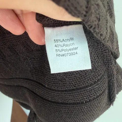 Ming Wang Knit Jacket Womens Large Brown Acrylic Minimalist Career Traver Blazer