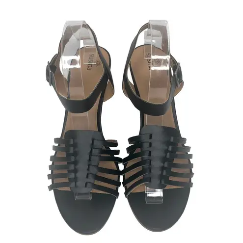 Susina Black Terra Wedge Sandals