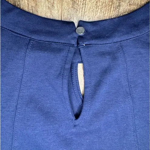 NY & Co Navy Blue Halter High Neck Fot & Flare Dress Blue