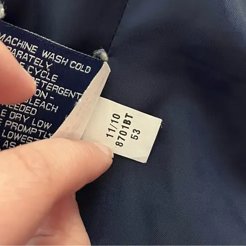 Mackintosh New England Anorak Jacket Striped Hood Snap Front Navy 2X Blue