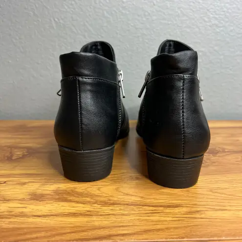 Sun + Stone Abby Short Ankle Boot Bootie Womens Size 5 Black Faux Leather NEW