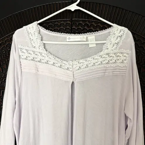Eileen West Cotton Modal Open Front Robe L Lilac Lace Tradwife Cottage Rustic Purple Size L