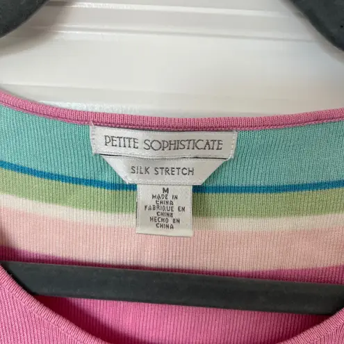 Petite Sophisticate Silk Blend Stretch Striped Sequin Knit Tank Top Sleeveless