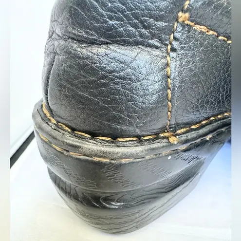 Born BOC Black Leather Slides Mules Womens Nurse Casual Shoes BC3632 Sz 8.5