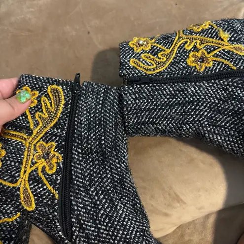 Coral blue women’s tweed Black and White Ankle Boots size 39