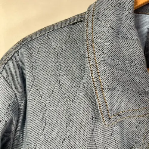 JACHS Girlfriend NEW YORK Quilted Denim Jacket Blue Size XL Snap Front Casual