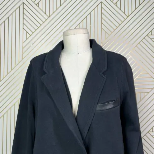 T by Alexander Wang Black Leather Accent Trim Knit Blazer Size Small‎ **Flawed