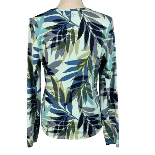 Hang Ten Medium Rashguard Swim Top UPF 50+ Quick-Dry Long Sleeve Leaf Print Crew