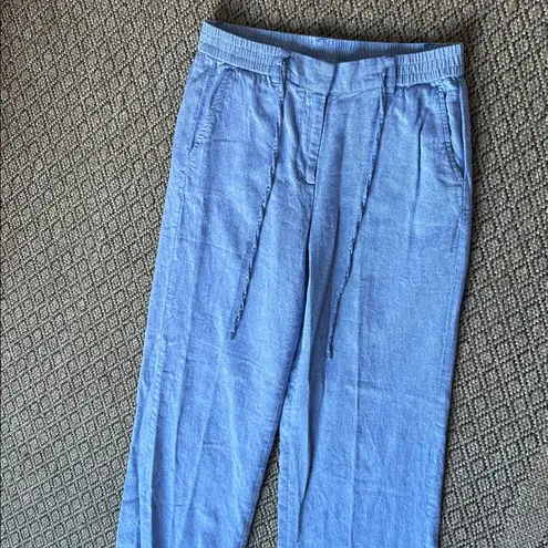 Talbots  Cotton Linen Drawstring Pant in Blue Size 6