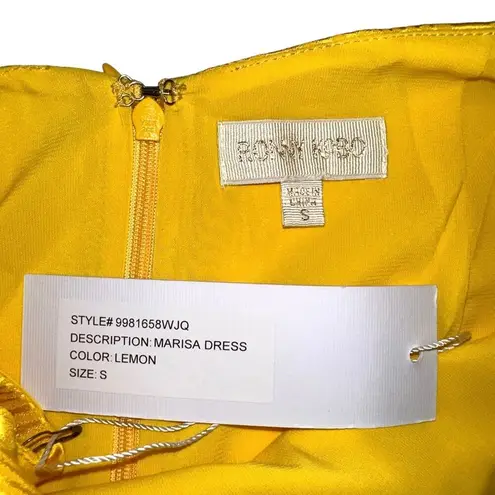 NWT Revolve Ronny Kobo Marisa Halter Drape Front Yellow Mini Dress SMALL