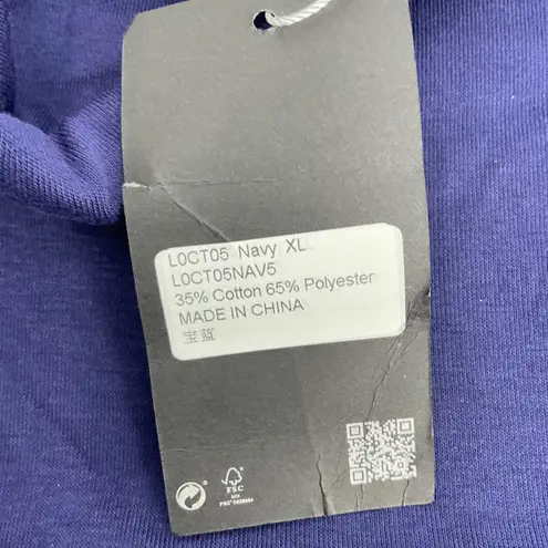 LE VONFORT Navy Blue Long Sleeve Turtleneck Top Shirt XL Cotton Polyester Blend