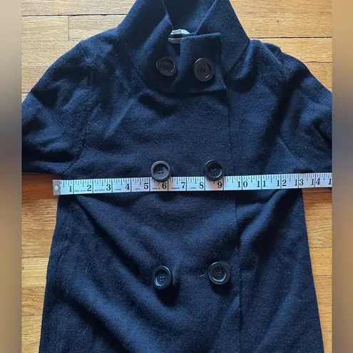 Massimo Dutti Wool Double Breasted High Neck Black Sweater, Size Small