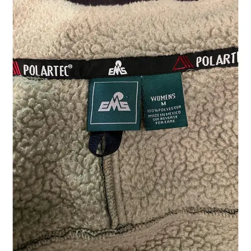 EMS Polartec Fleece Jacket Womens Medium Green Black Full Zip Outdoor Hiking Yellow