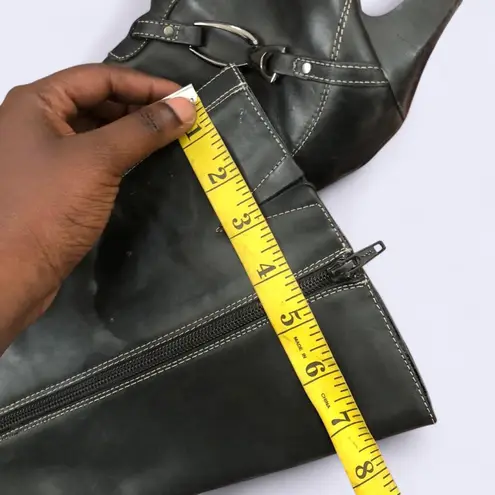 Y2K Cyber Punk Gothic Baddie It Girl Whimsygoth Biker Knee High Black Boots Silver Buckle Pointed Toe - Image 4