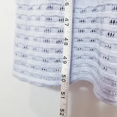 Point Sur Light Blue Linen Blend Knit Maxi Dress Sleeveless Drawstrings Size M