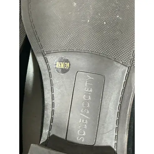 Sole Society Woman’s Black Suede 8.5m Pull On Shearling Cuff Ankle Bootie