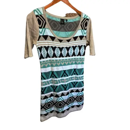 T/O Aztec Print Sweater Dress