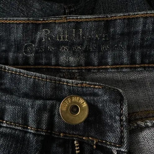 Ruff Hewn SZ 4S SHORT Bootcut Jeans Mid-Rise Pockets Stretch Whiskered Blue