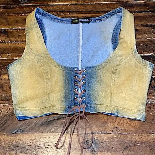 Finesse Lace up Denim Corset Bustier Cassidy Top Blue Size XS