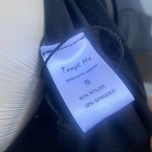 Tempt Me New Woman’s Small Black One Piece Swimsuit with Ruffle Detail and V-Neckline