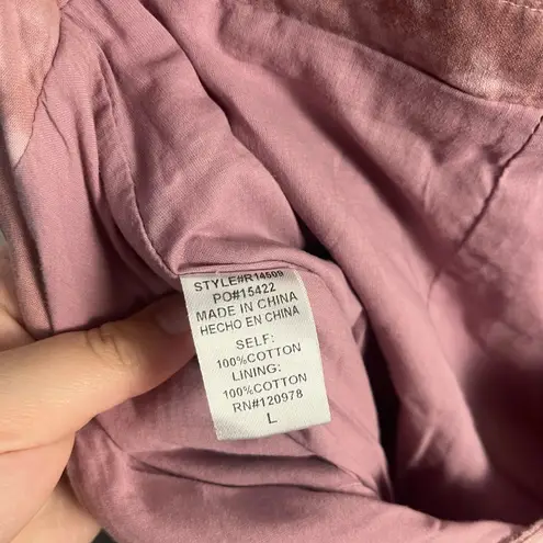 Fourteenth & 9th strapless ruched pink tie dye jumpsuit size large cotton