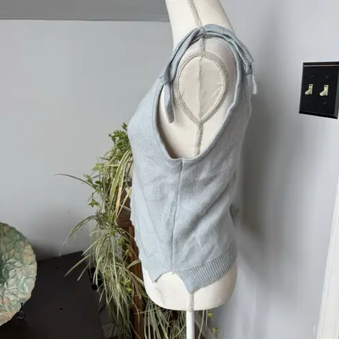 Mushroom Sweater Knit Tank Top Tie Shoulder Miss Sparkling Large Festival Whimsy Blue