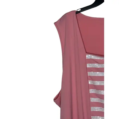Bob Mackie Women's Top Wearable Art Sleeveless Square Neck Pink Plus Size 3X NWT