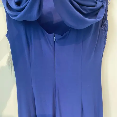 Alex Evenings Women's Long Cowl Back Dress Gown Formal Empire Waist Royal Blue