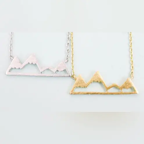 Boutique White Gold Plated Mountain Bar Pendant Necklace, 16-18”‎