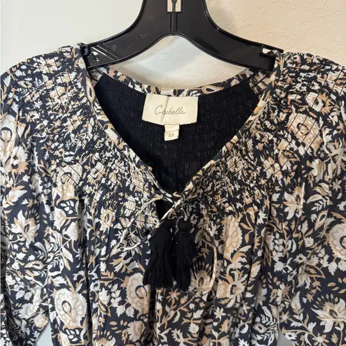 Cleobella Anthropology Elly Mini Black and Cream Long Sleeve Dress Size XS