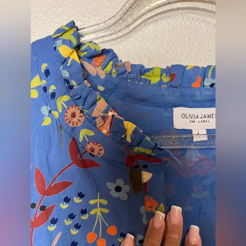 Olivia James The Label 100% Cotton Waverly True Blue Floral Foxes Dress Size L Size L