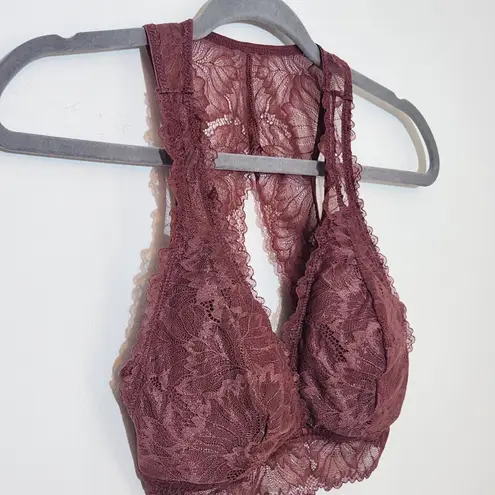 Auden Burgundy Lace Bralette Size Medium Lightly Lined Bralette Pink
