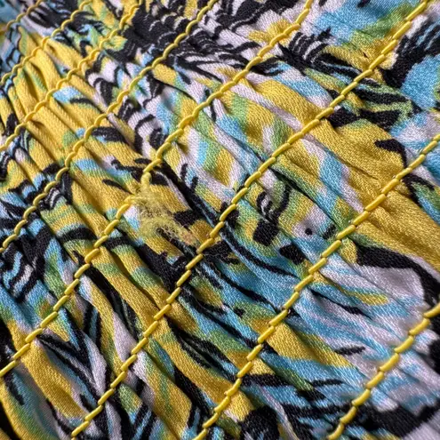 Terra & Sky Tropical Leaf Print Smocked Maxi Dress Size 3X Flowy Tiered Resort