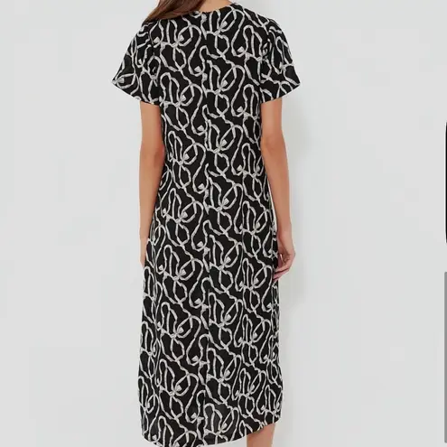 Tuckernuck Hyacinth House Black Short Sleeve Print Rowan Midi Dress Size XS