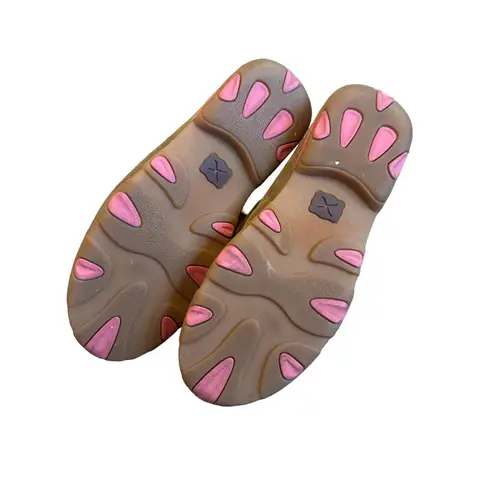 Twisted X Breast Cancer Awareness Brown Leather Driving Moccasins Shoes Size 8