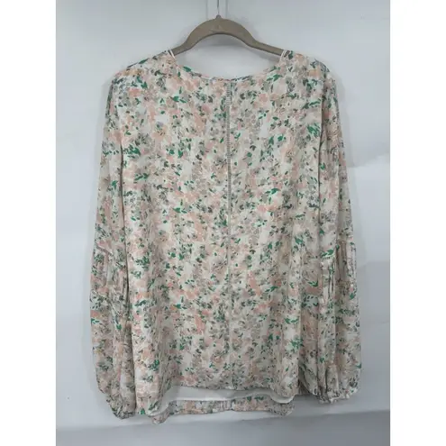 Kaari Blue Plus Size Floral Blouse Women 2X Peach Bohemian Peasant Fairy NEW