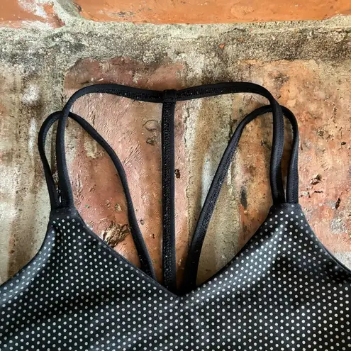 Beyond Yoga Spot On Silver Metallic Foil Polka Dot Sports Bra